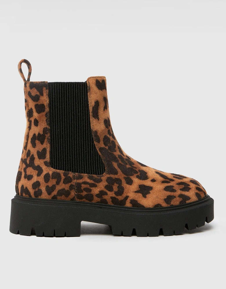 Clement Leopard Chunky Chelsea Junior Boots - Brown