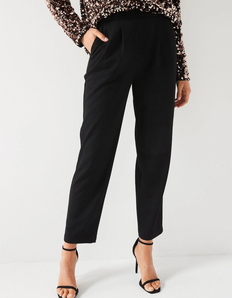 Pull On Smart Tapered Leg Trouser - Black