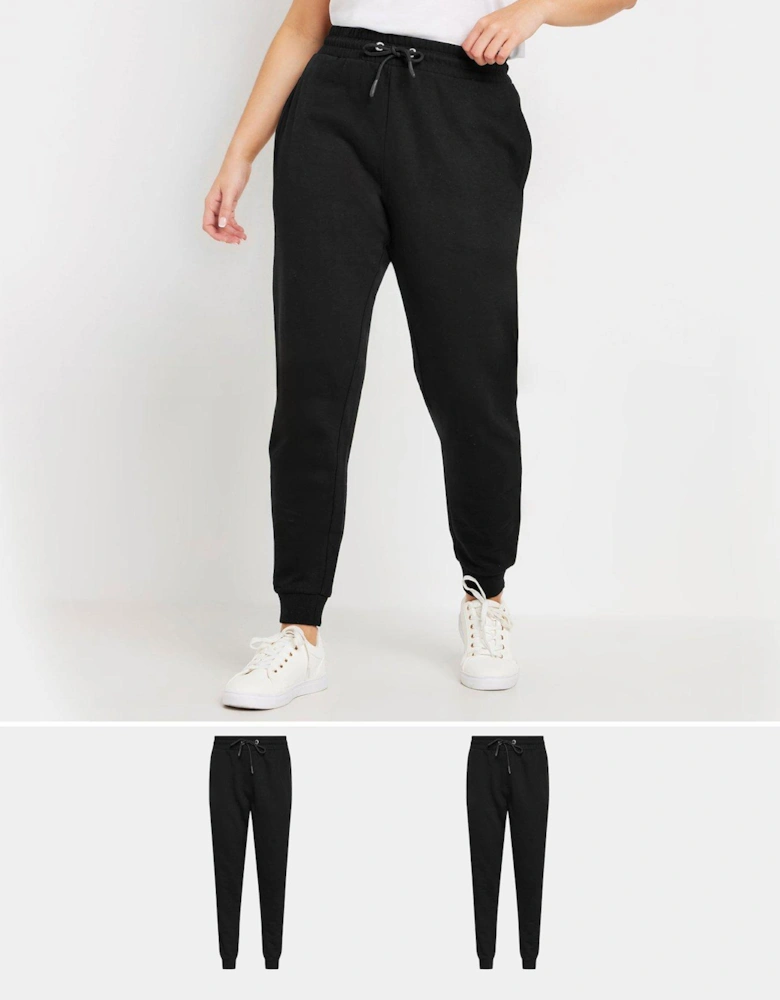 2 Pack Cuffed Joggers - Black