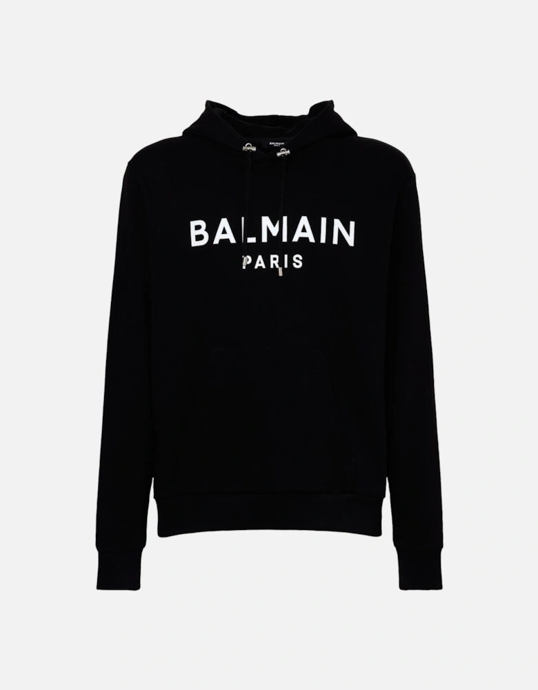 Paris Logo Printed Hoodie in Black