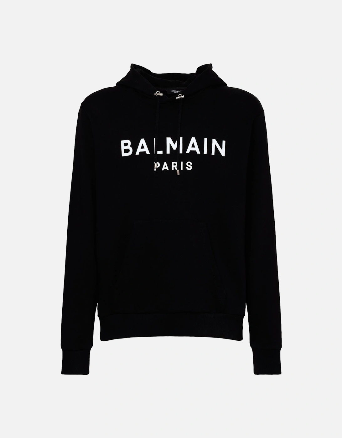 Balmain Men's Black Paris Logo Printed Hoodie In  38 M