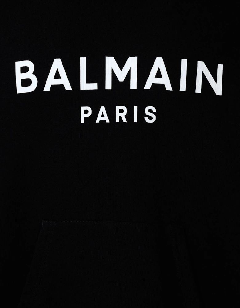 Paris Logo Printed Hoodie in Black
