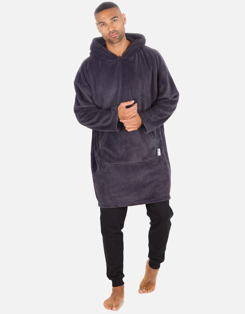 Mens Lounge Blanket Hoodie Pull On Oversized Charcoal