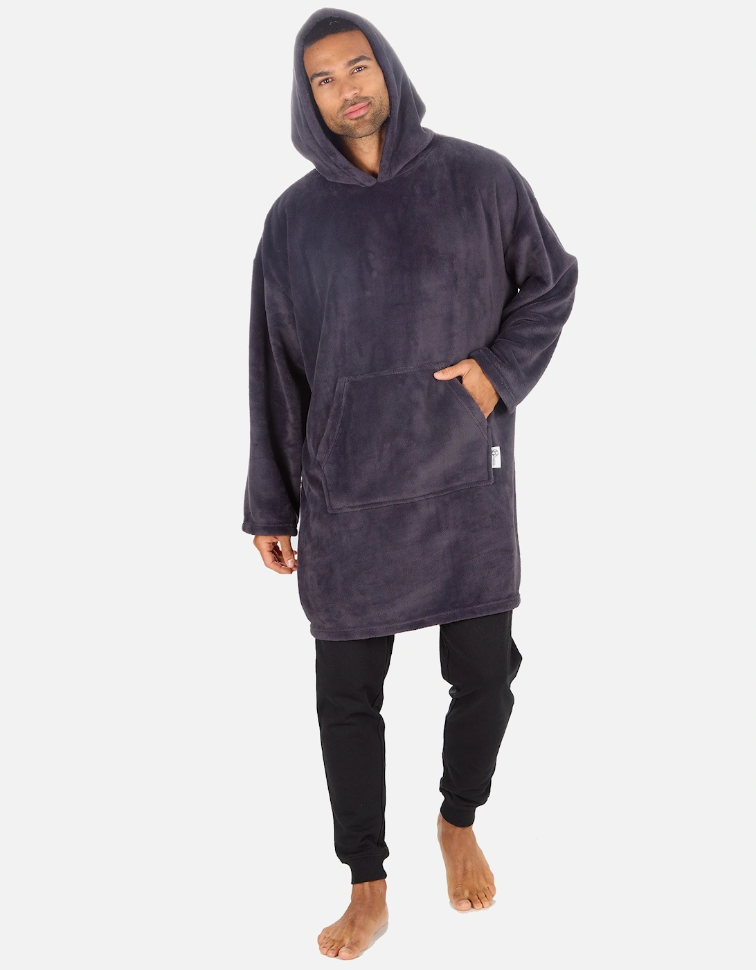 Mens Lounge Blanket Hoodie Pull On Oversized Charcoal, 4 of 3