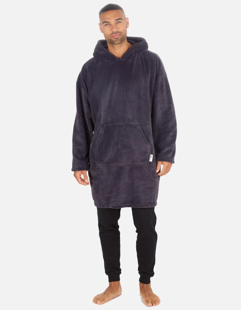 Mens Lounge Blanket Hoodie Pull On Oversized Charcoal