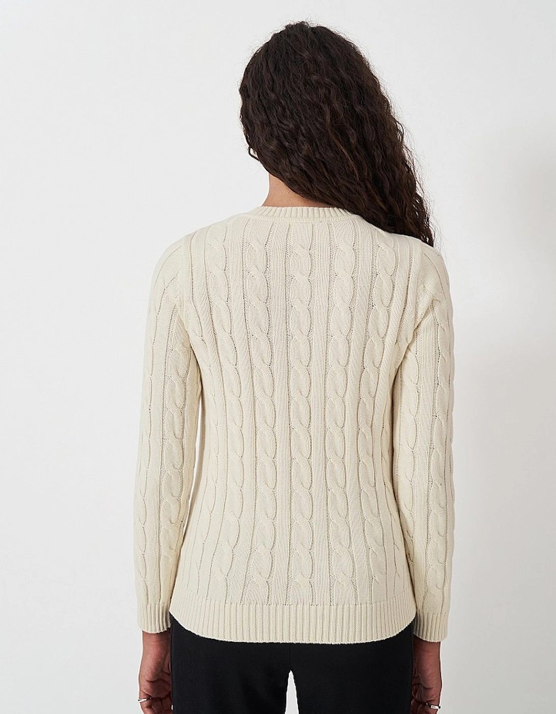 Women's Chunky Cable Knit Crew Neck Jumper Marshmallow