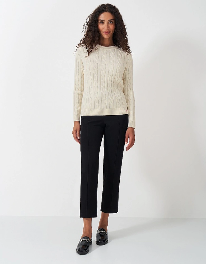 Women's Chunky Cable Knit Crew Neck Jumper Marshmallow