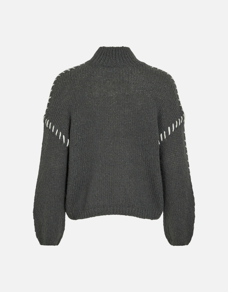 Vichoca New Long Sleeve Knitted Pullover Dark Grey