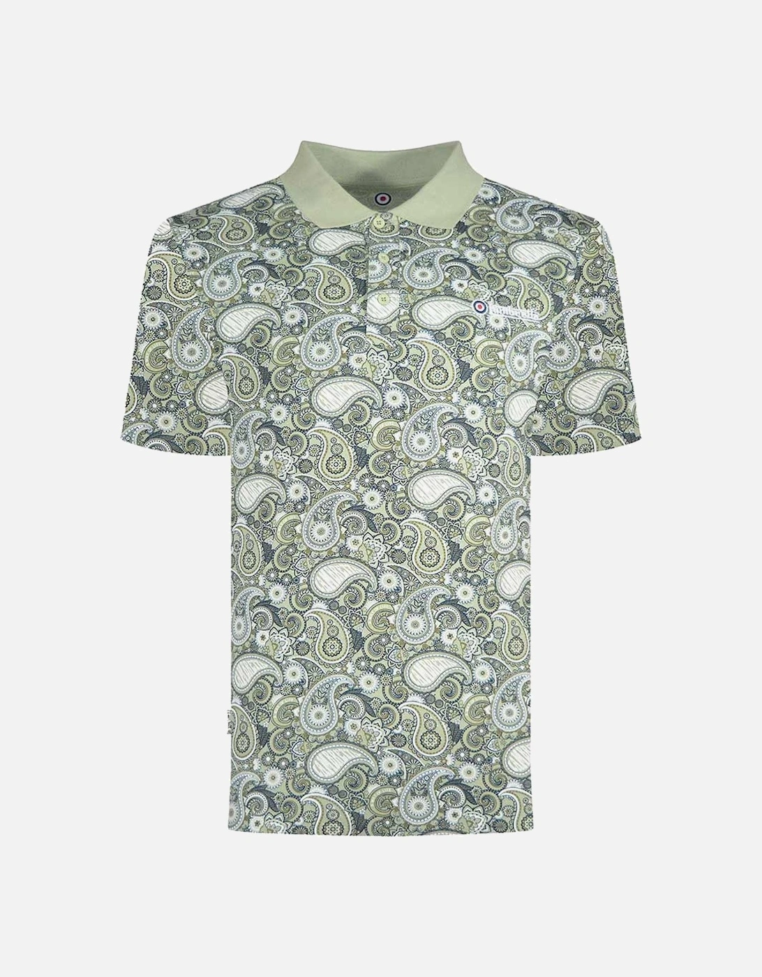 Mens Paisley Brand Three Button Retro Polo Shirt Top, 2 of 1