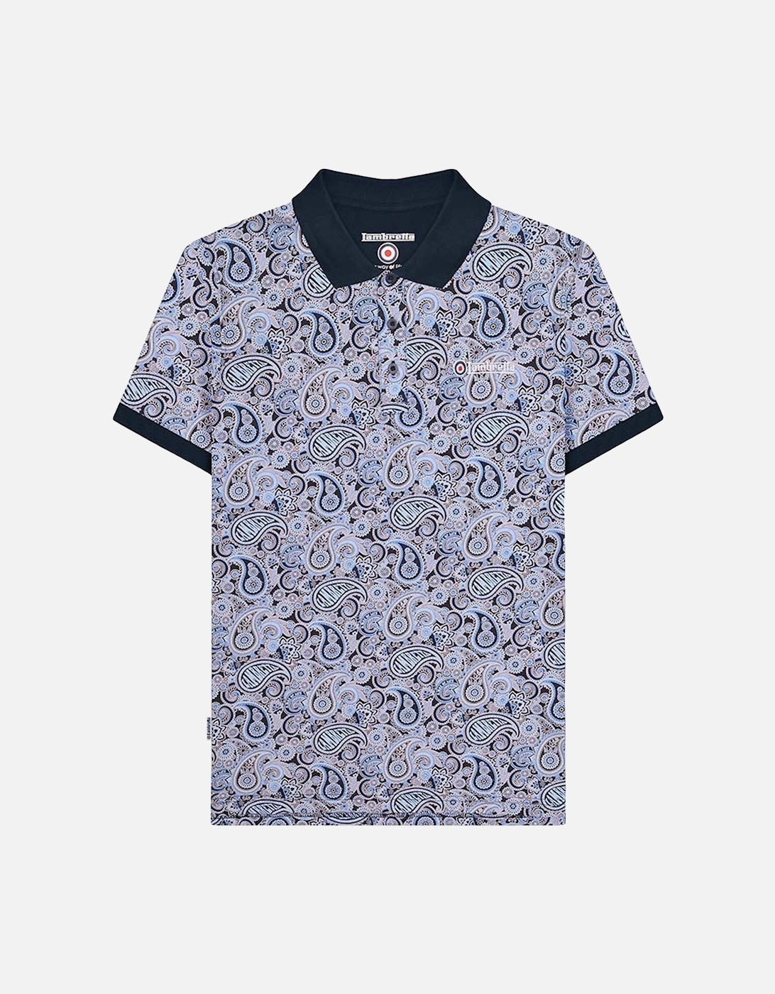 Mens Paisley Brand Three Button Retro Polo Shirt Top