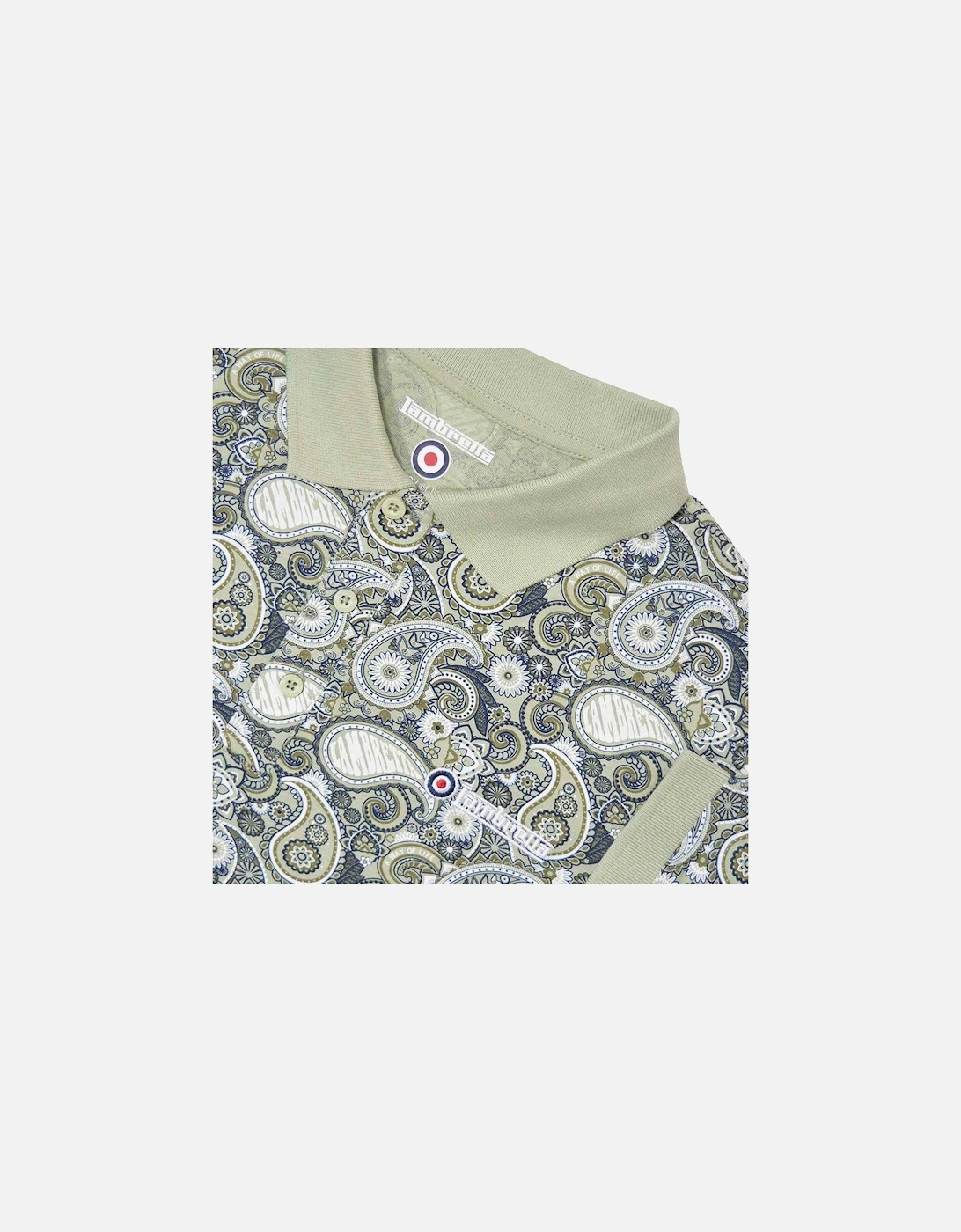 Mens Paisley Brand Three Button Retro Polo Shirt Top