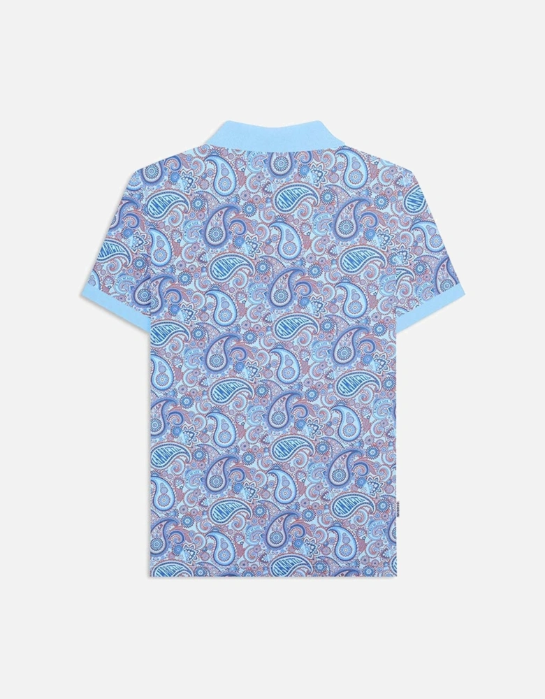 Mens Paisley Brand Three Button Retro Polo Shirt Top