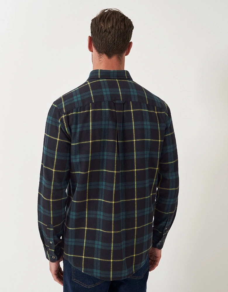 Men's Long Sleeve House Check Flannel Shirt Black Botanical Green