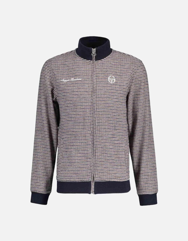 Blanchy Houndstooth Track Jacket -  Pelican / Martime Blue / Cappucchino