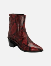 Red Snake-Print Lea