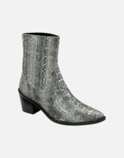 Grey Snake-Print Lea