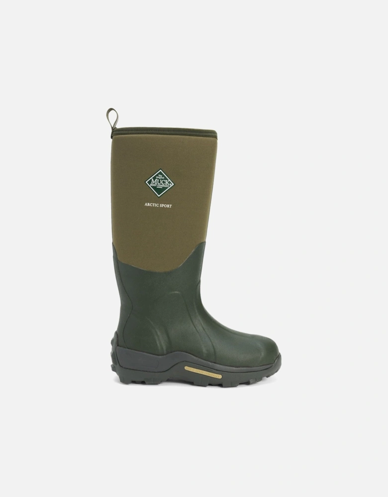 Muck Boots model Arctic Sport Pull On Wellington Boot Unisex in Moss/Moss