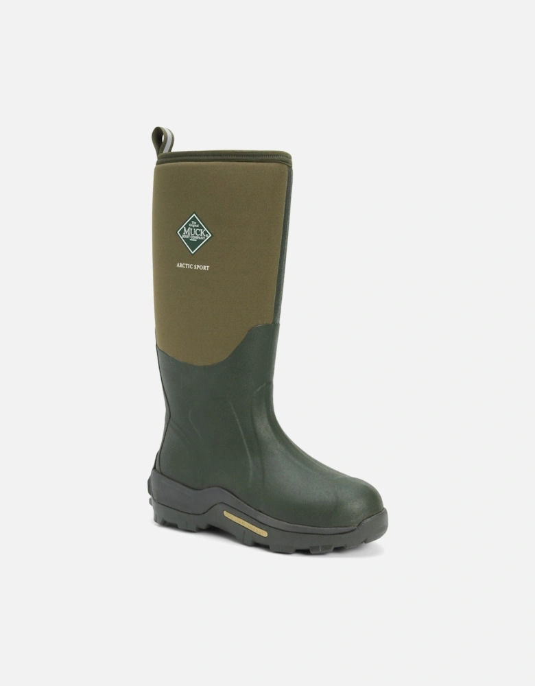 Muck Boots model Arctic Sport Pull On Wellington Boot Unisex in Moss/Moss