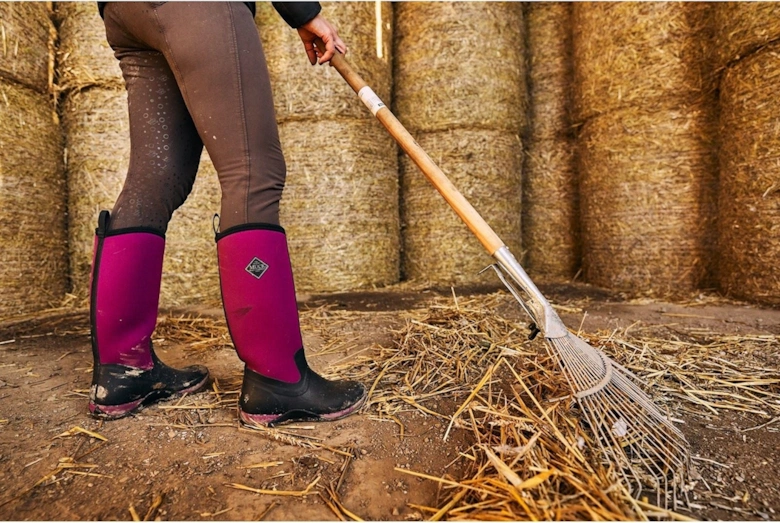 Muck Boots model Arctic Adventure Pull On Wellington Boot Female in Black/Maroon