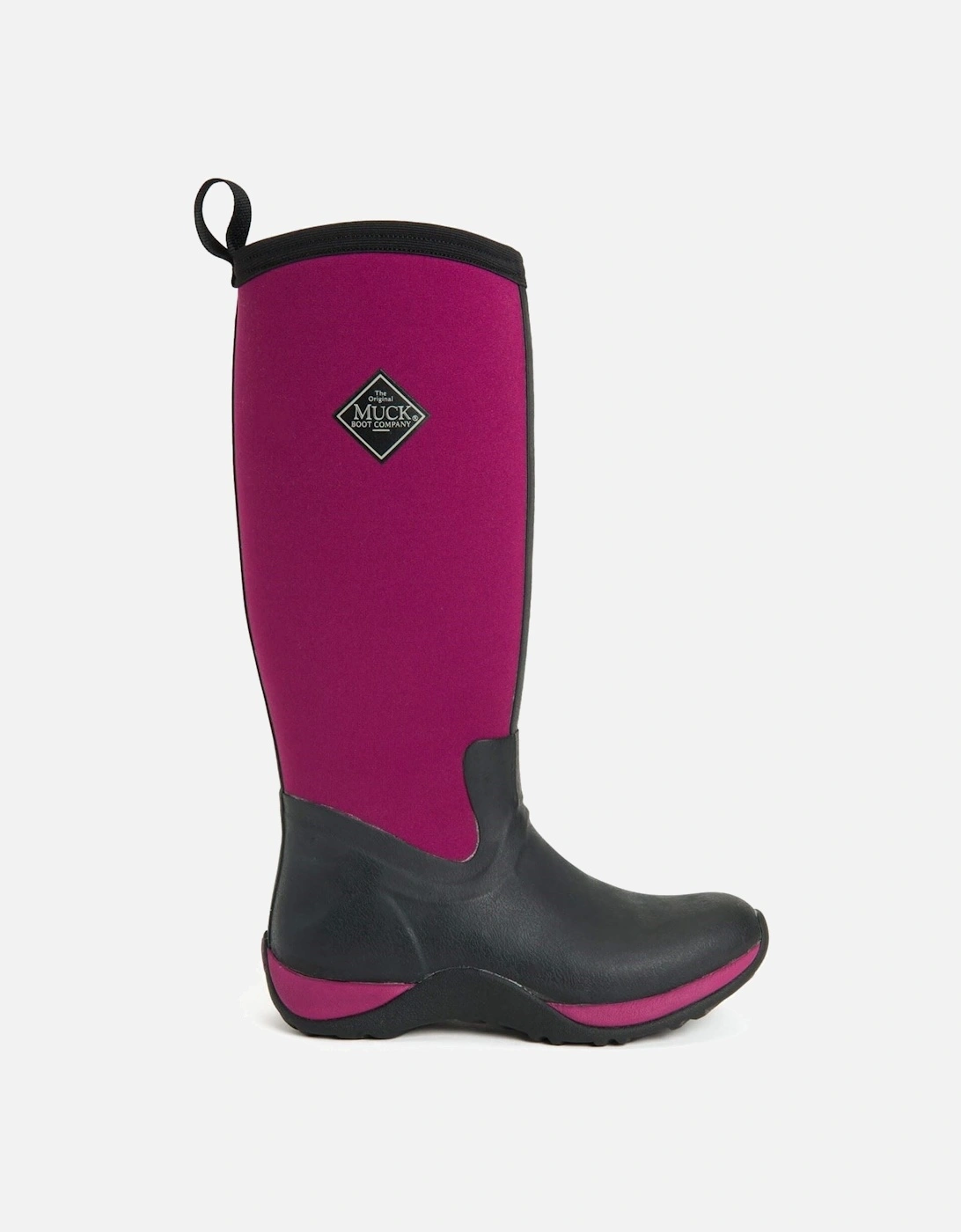 Muck Boots model Arctic Adventure Pull On Wellington Boot Female in Black/Maroon