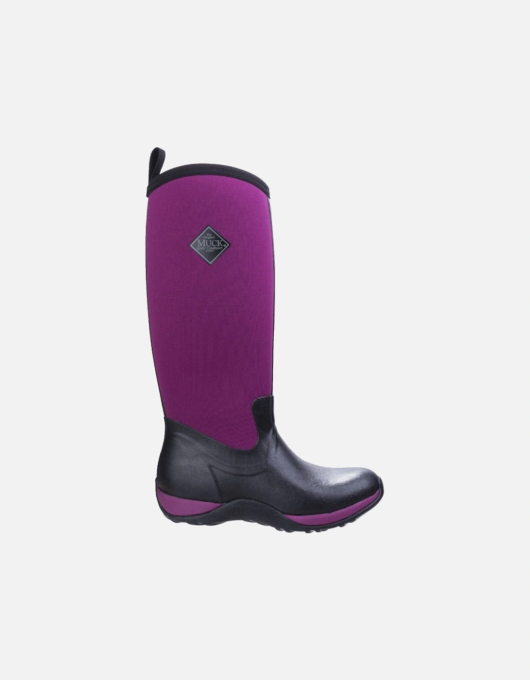 Muck Boots model Arctic Adventure Pull On Wellington Boot Female in Black/Maroon