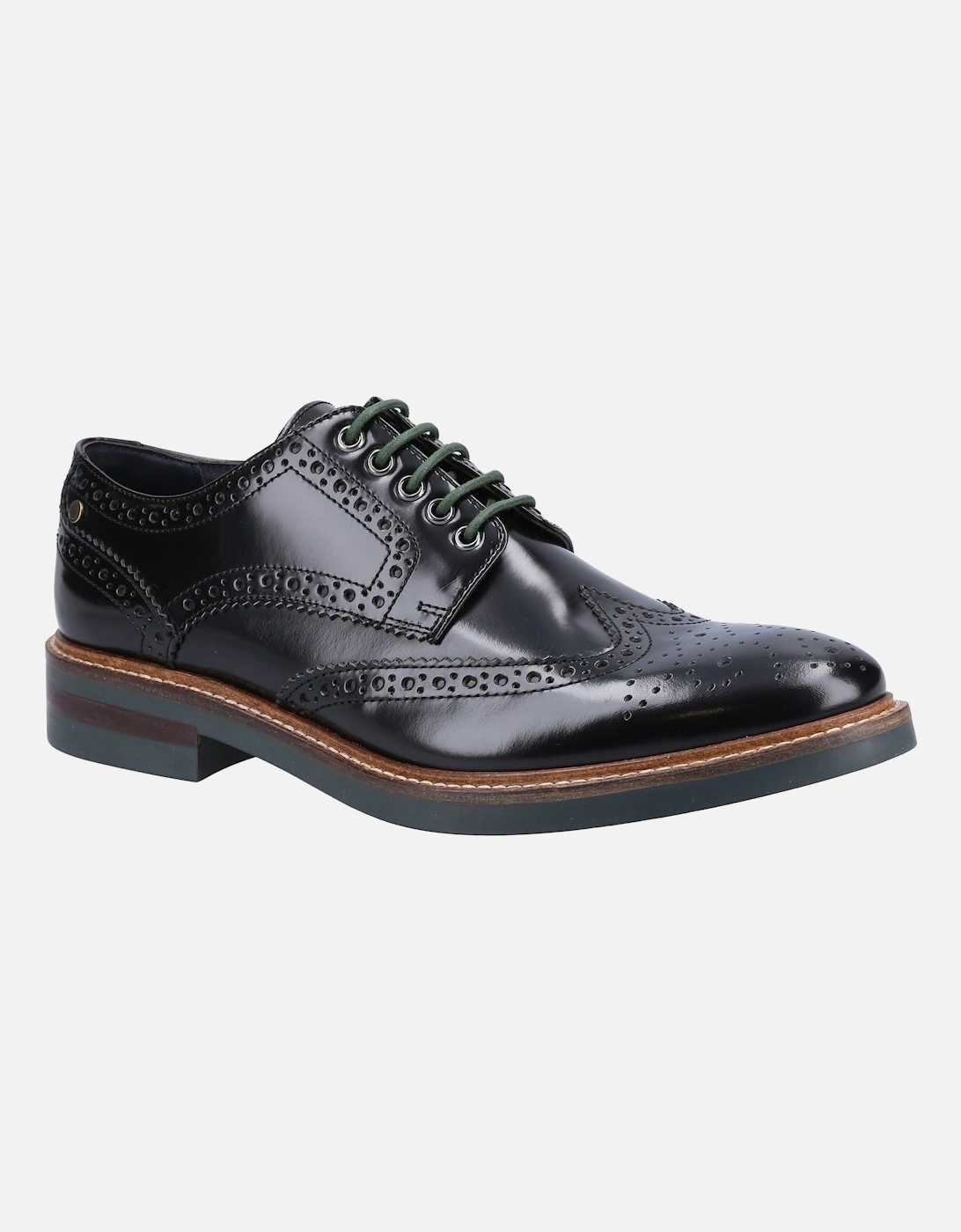 London Woburn Leather Men's Black Brogues Shoes, 7 of 6