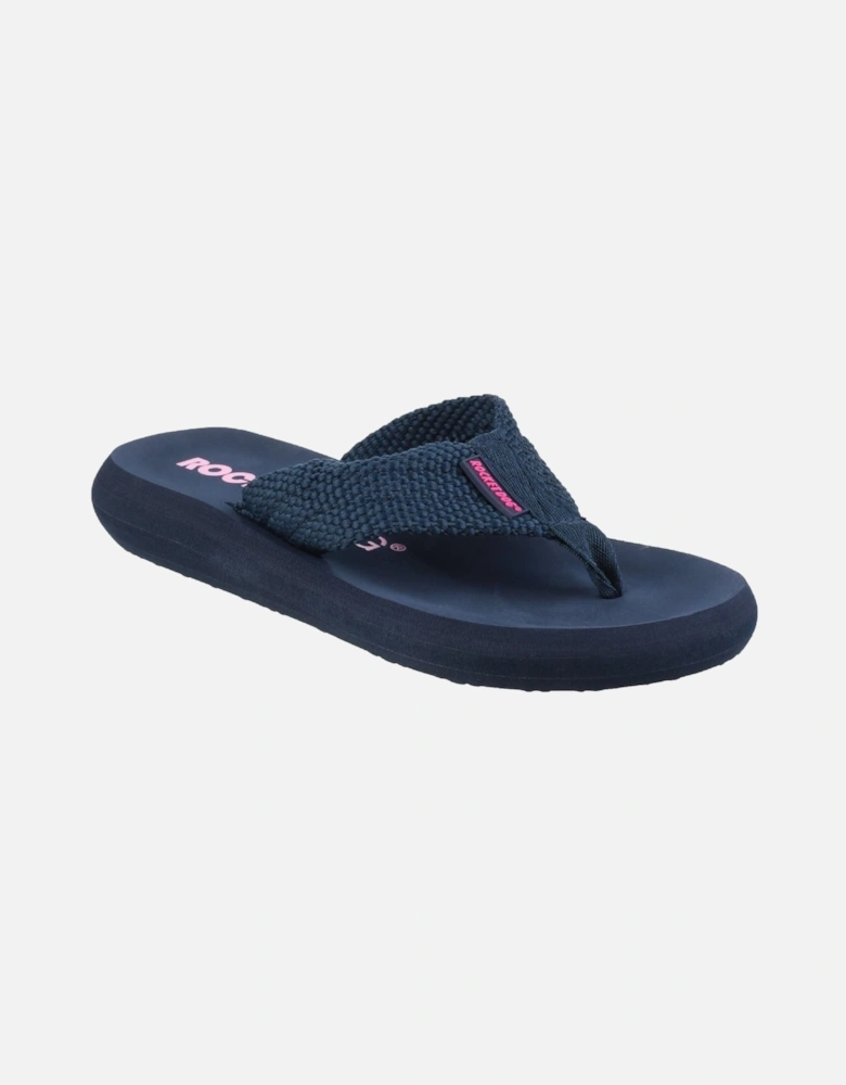 Sunset Webbing Women's Navy Flip Flops