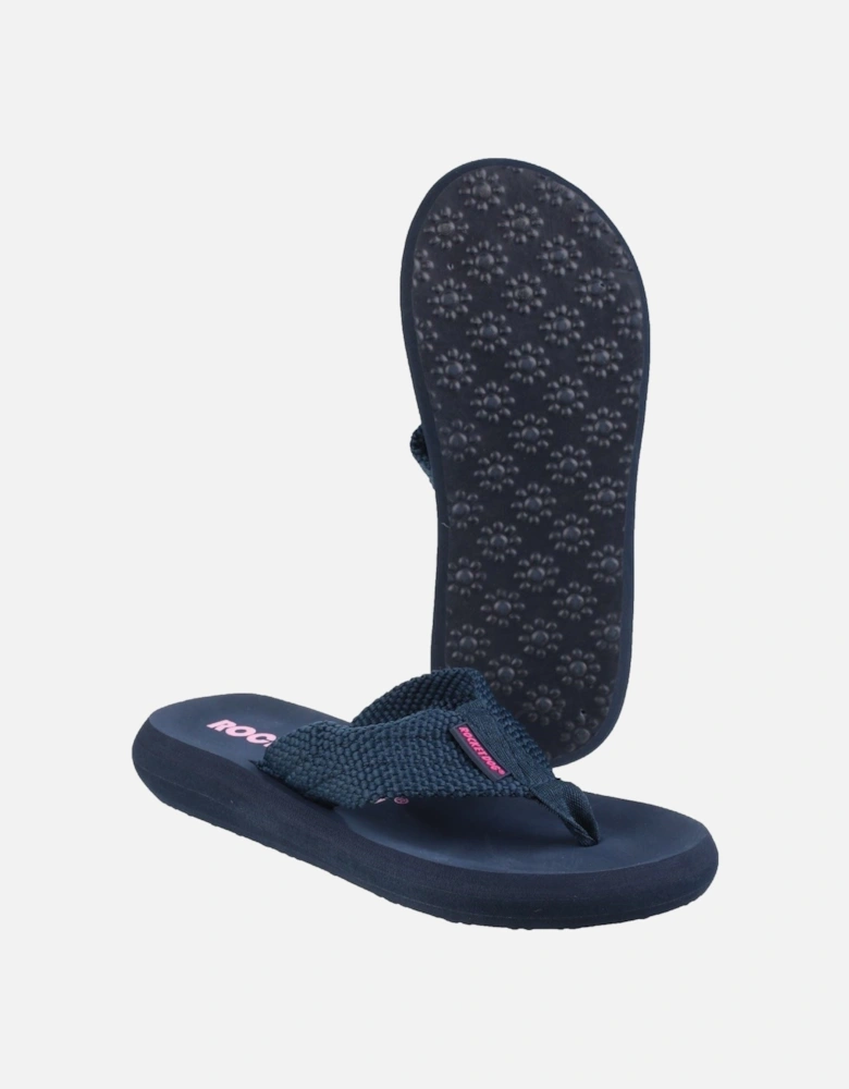 Sunset Webbing Women's Navy Flip Flops