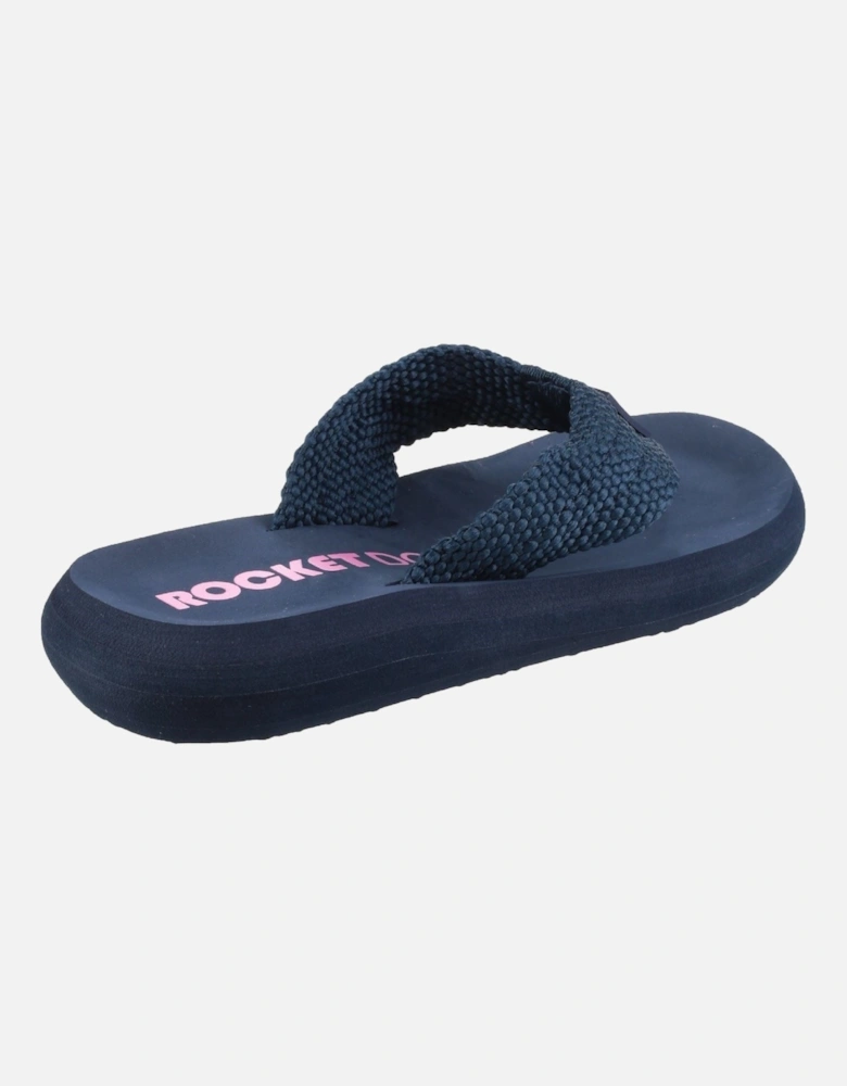 Sunset Webbing Women's Navy Flip Flops