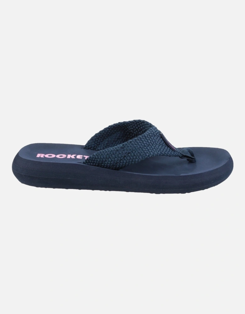 Sunset Webbing Women's Navy Flip Flops