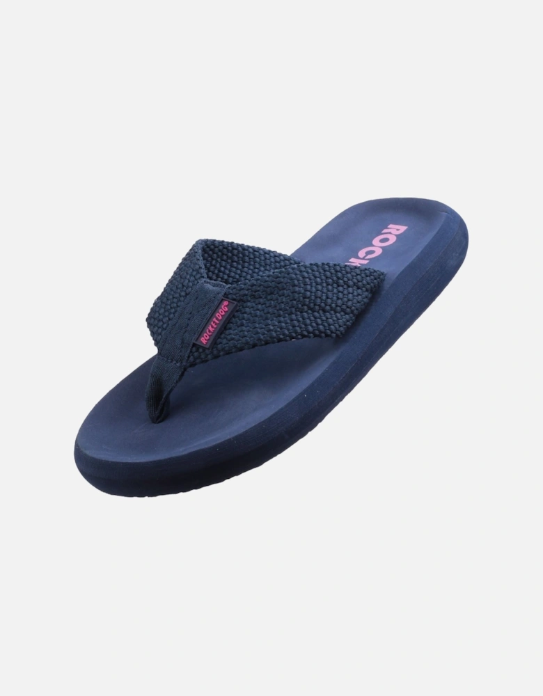 Sunset Webbing Women's Navy Flip Flops