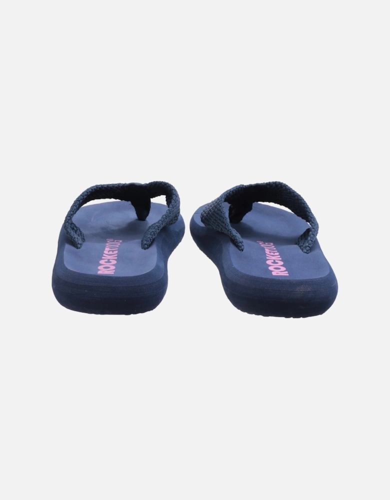 Sunset Webbing Women's Navy Flip Flops