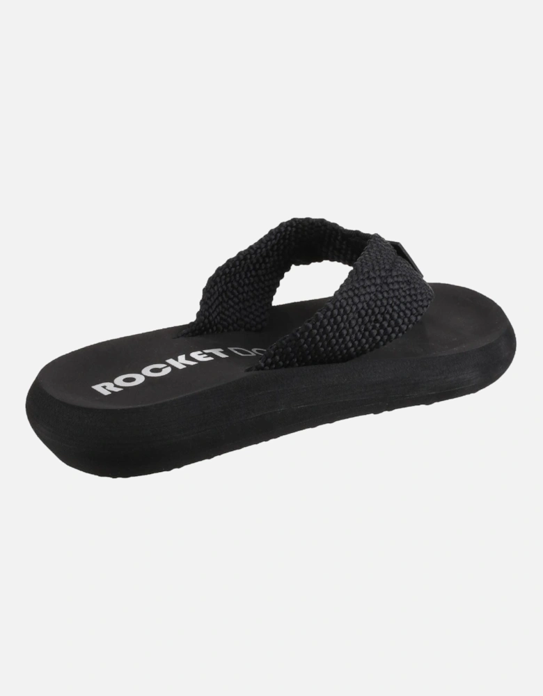 Sunset Webbing Women's Black Flip Flops