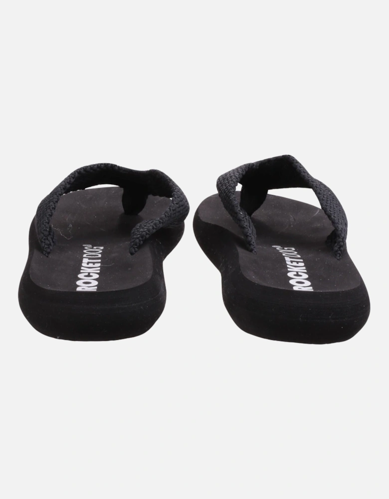 Sunset Webbing Women's Black Flip Flops