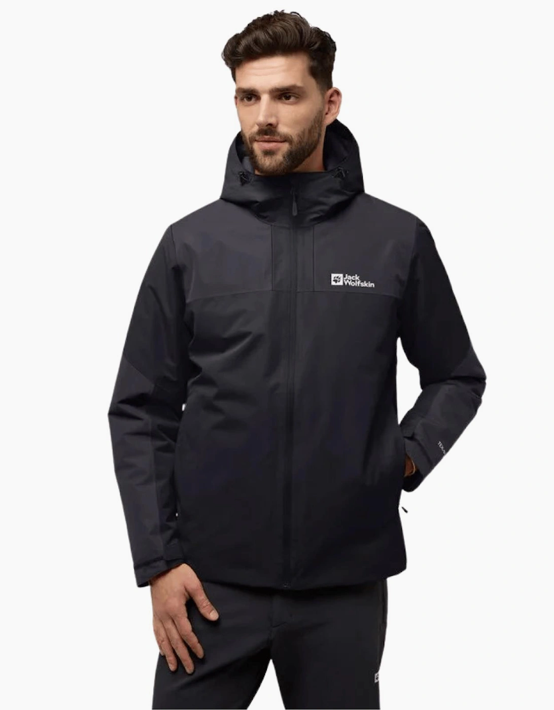 Men's Jack Wofskin Mens Jasper Waterproof Hooded Jacket - Black - Size: 44/Regular