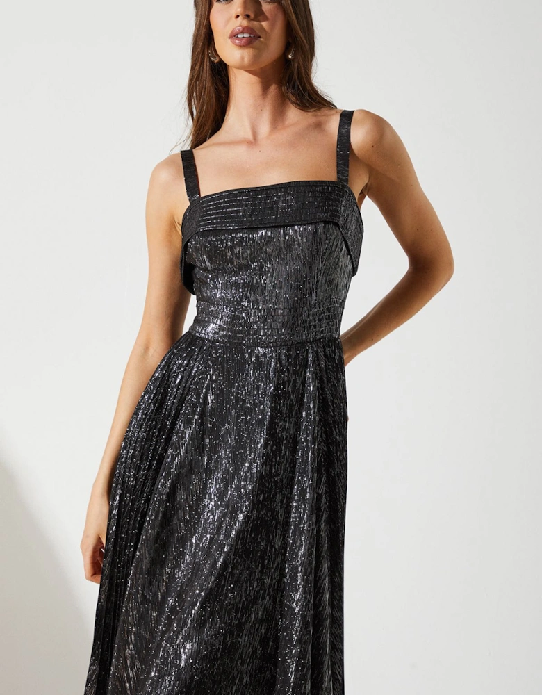 Sparkle Jacquard Midi Wedding Guest Dress