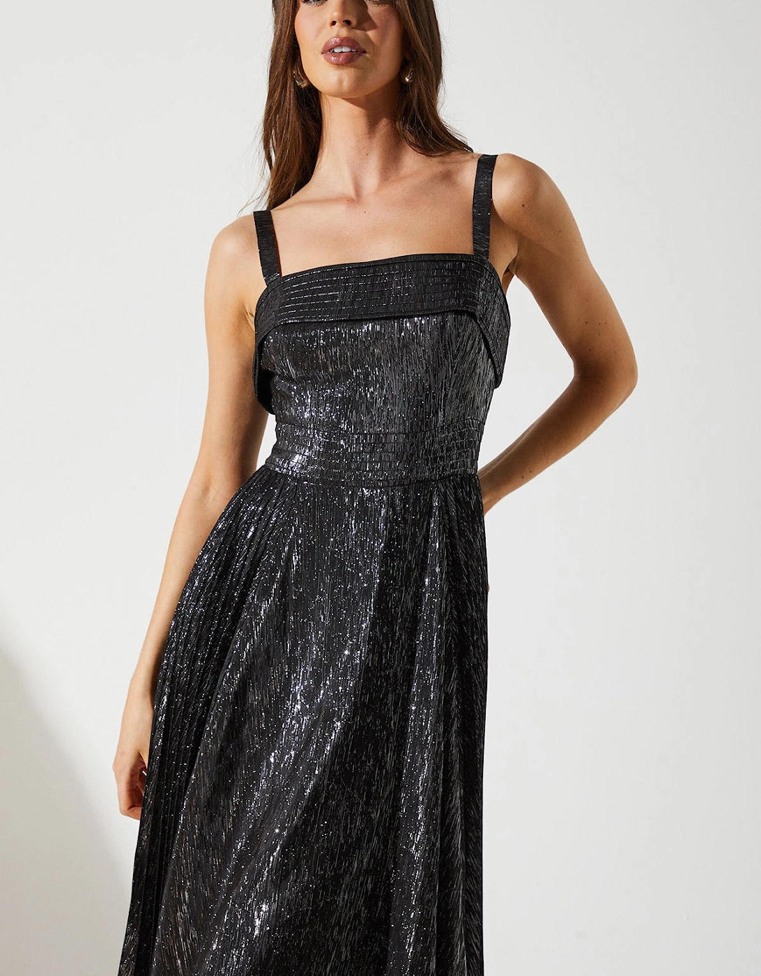 Sparkle Jacquard Midi Wedding Guest Dress