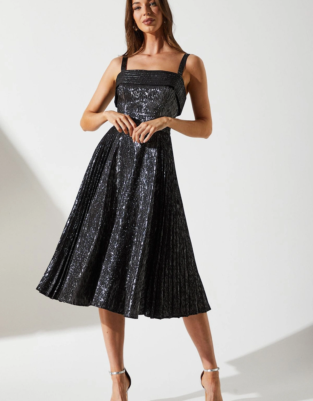 Sparkle Jacquard Midi Wedding Guest Dress, 5 of 4