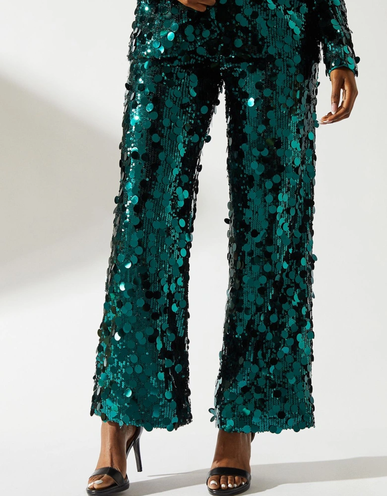 Party Disc Sequin Satin Trim Trouser