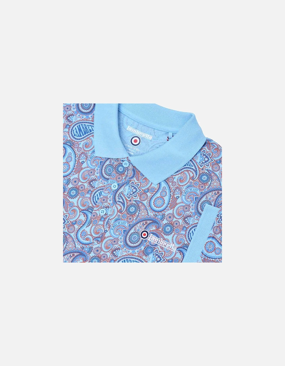 Mens Paisley Brand Three Button Retro Polo Shirt Top