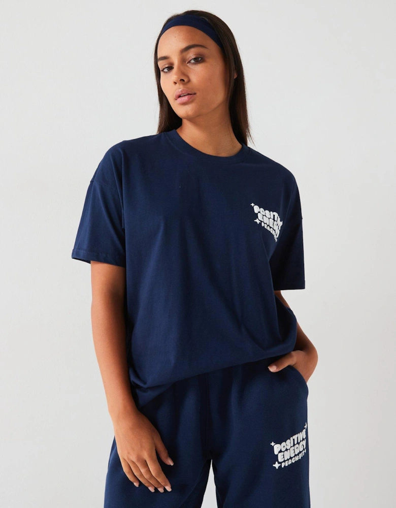 Womens Positive Energy Oversized T-Shirt - Navy