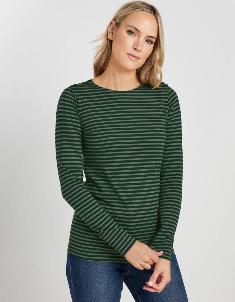 Button Shoulder T-Shirt - Green