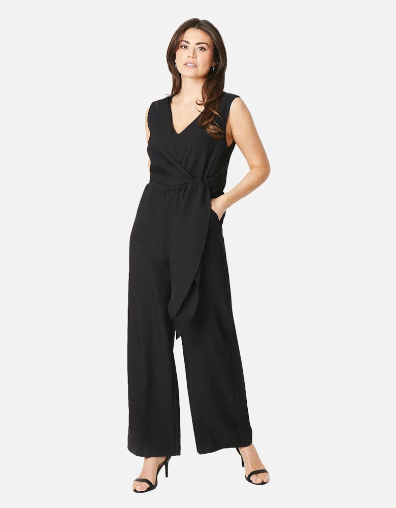 Womens/Ladies Plain Waist Tie Jumpsuit