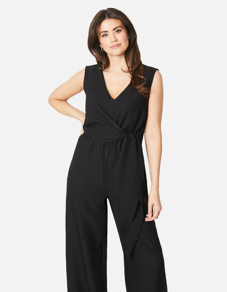 Womens/Ladies Plain Waist Tie Jumpsuit