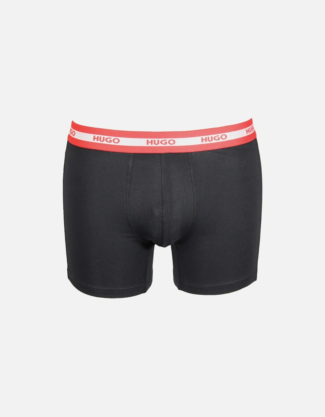 3-Pack Stripe Waistband Boxer Briefs, Black w/ red/silver