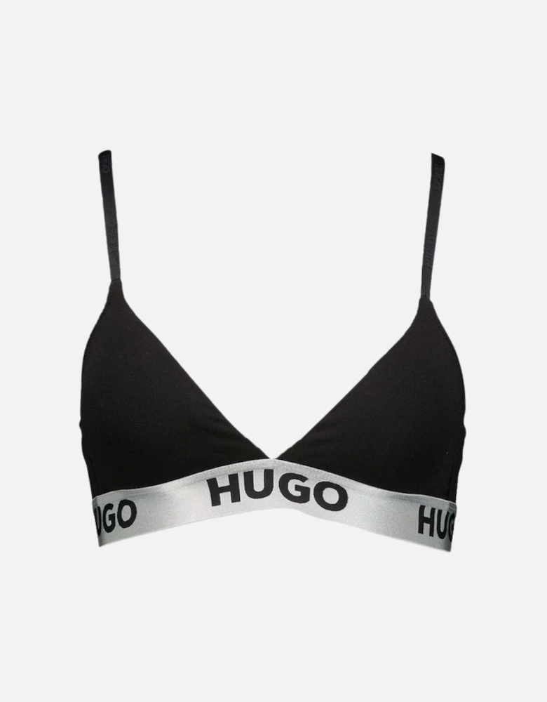 Sporty Logo Triangle Bra, Black/silver