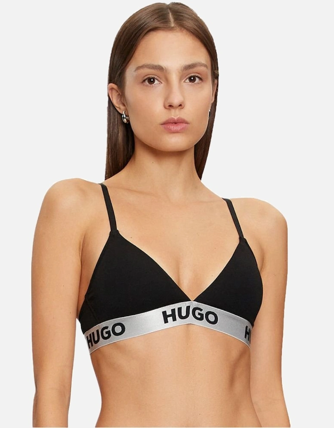 Sporty Logo Triangle Bra, Black/silver