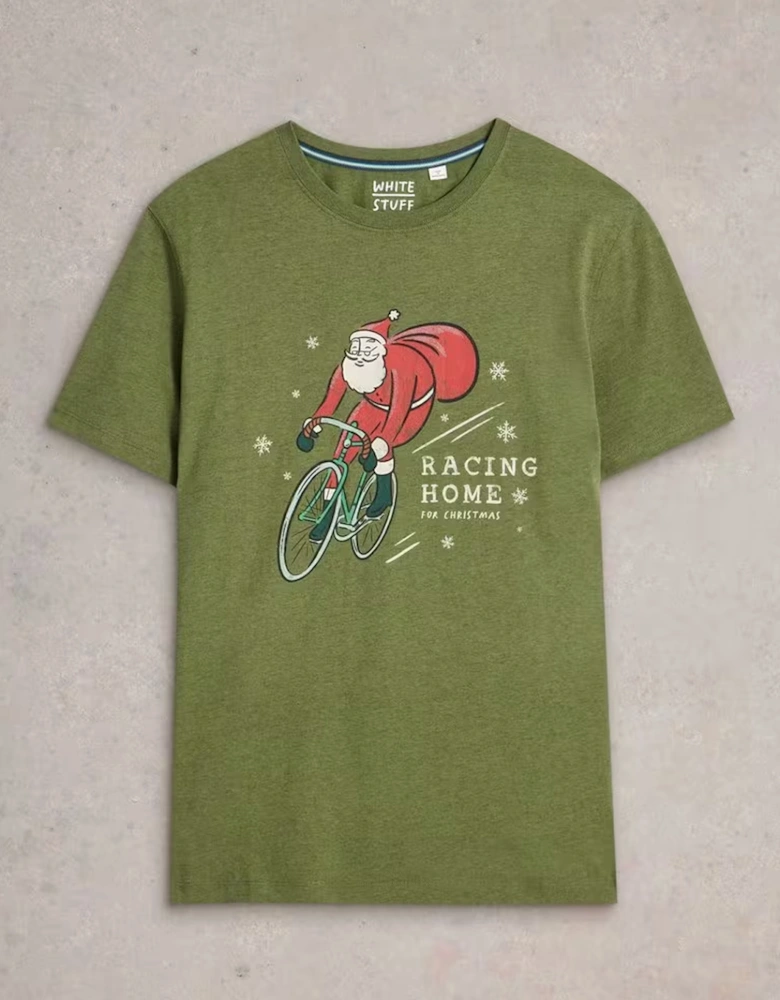 Men's Racing Home Graphic T-Shirt Green Print