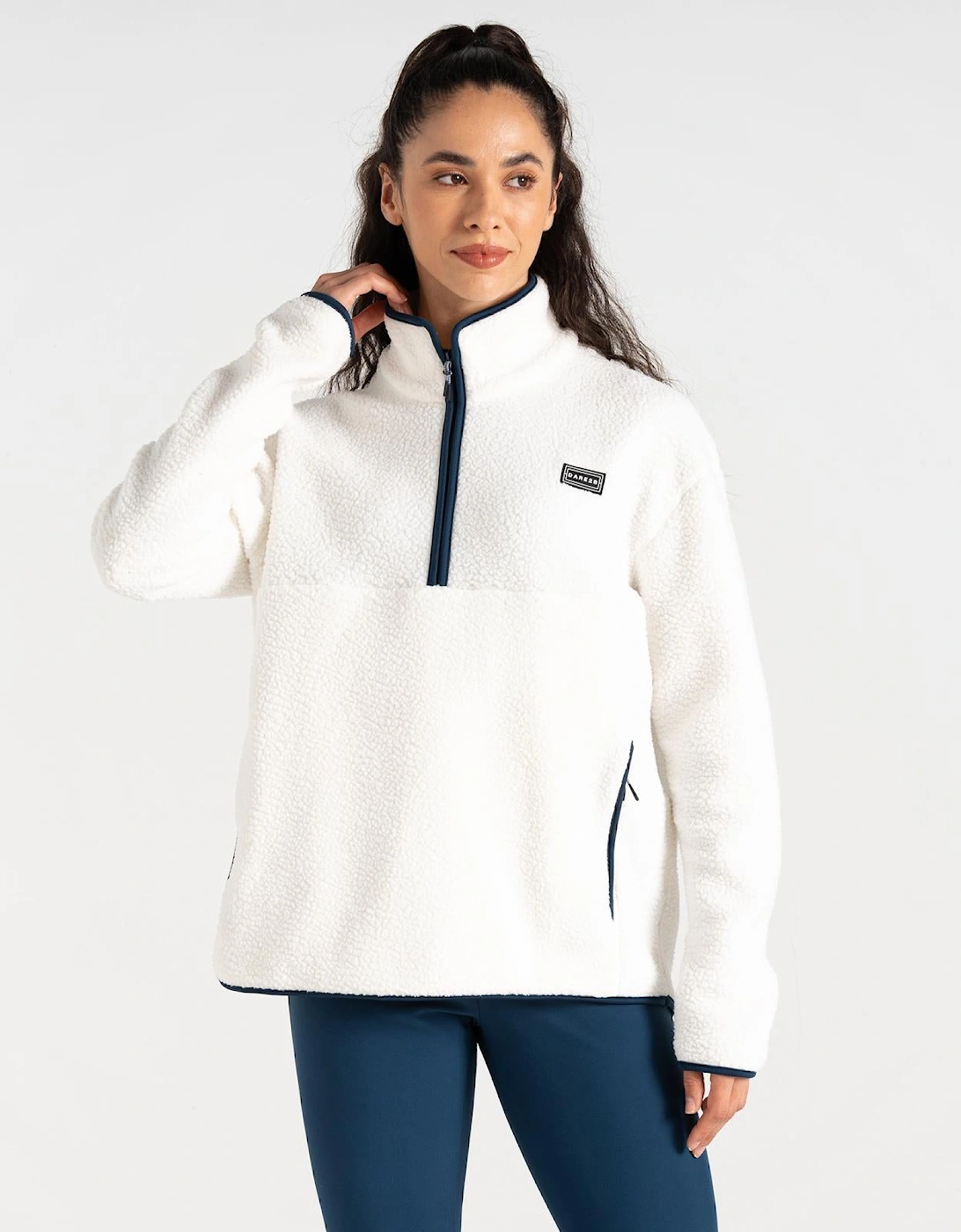 Womens Slid Out Half Zip Borg Fleece, 2 of 1