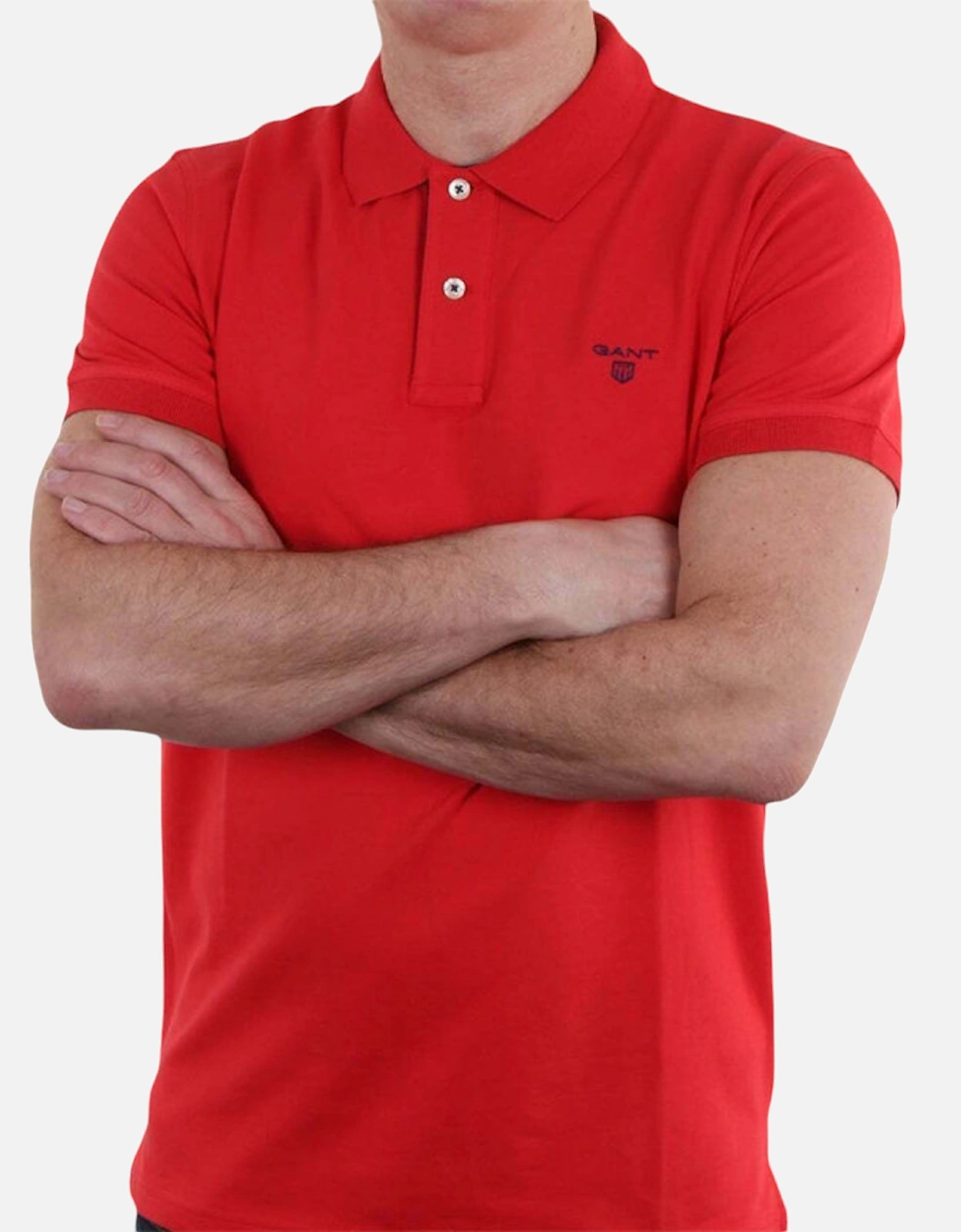 Gant GANT Mens Polo Shirt Short Sleeve Casual Summer Tee Golf Sports Cotton Jersey - Red